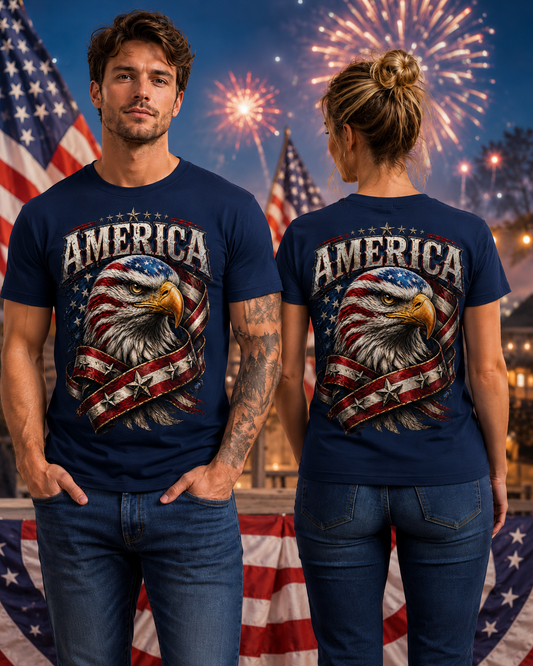 America Eagle Patriotic Graphic T-Shirt | Adult & Youth Sizes | Front or Back Print