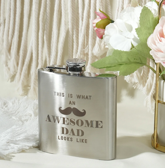 Custom Stainless Steel Whisky Flask (8oz) for Groomsmen, Best Man, Father's Day, Birthday Gift