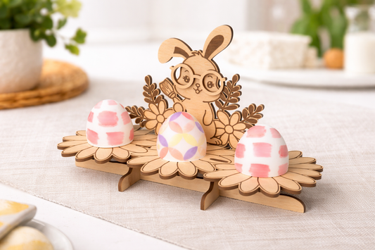 Paint-Your-Own Easter Egg Holder Craft Kit | Laser Cut Wooden Bunny Egg Display | DIY Easter Painting Activity for Kids & Families