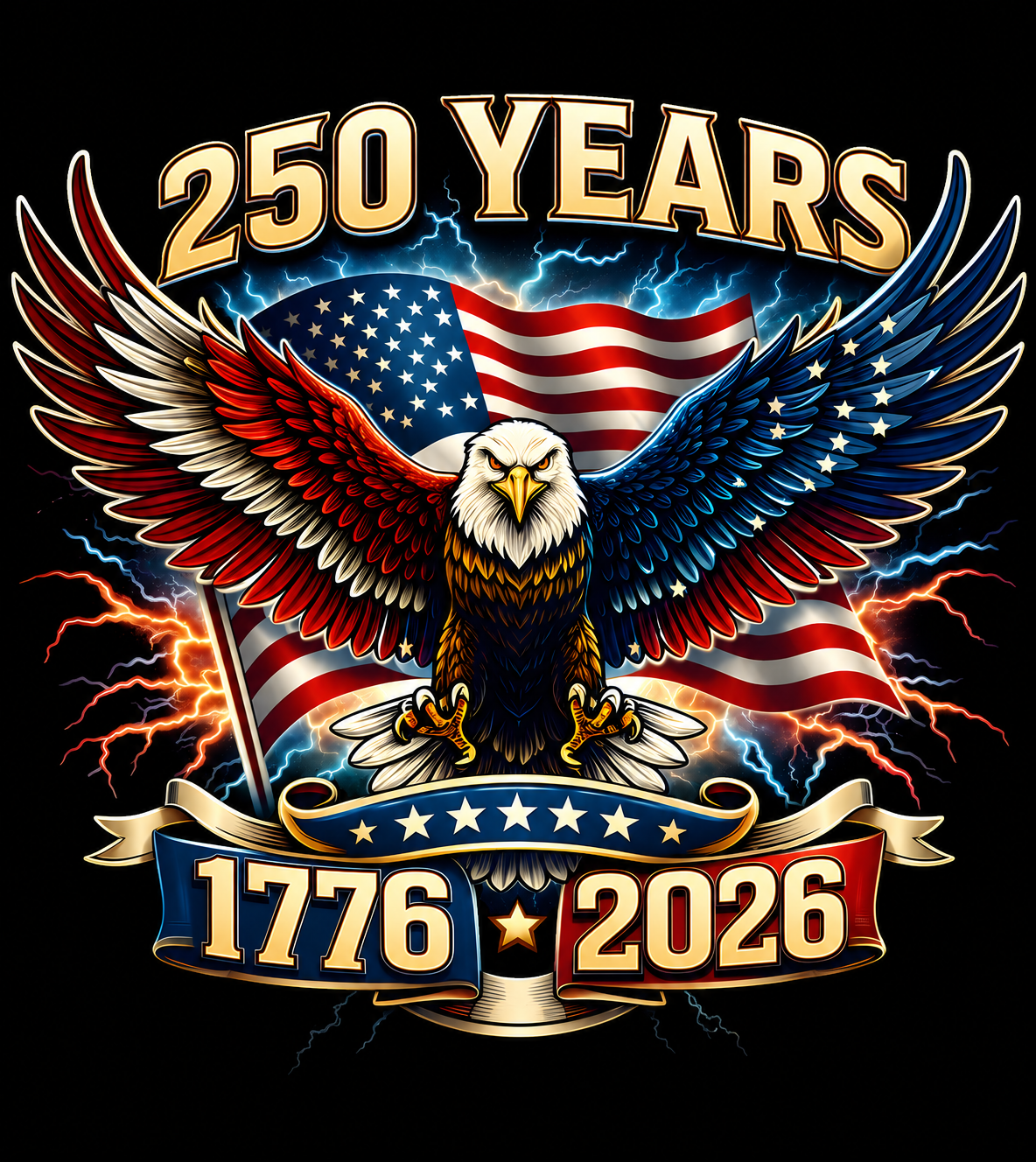 250 Years America Eagle T-Shirt | 1776–2026 Patriotic Anniversary Shirt