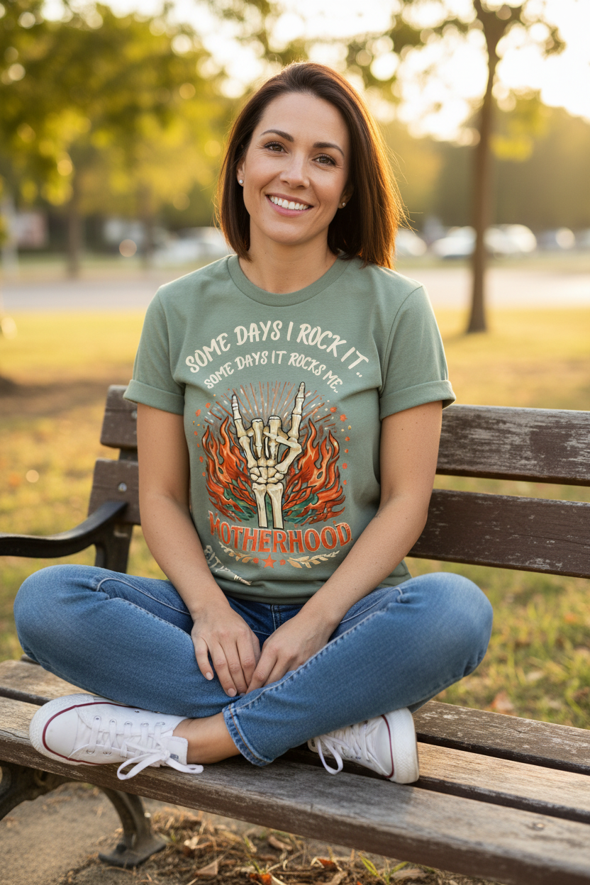Some Days I Rock It… Motherhood Graphic Tee | Funny Mom Shirt | Custom Mom Life Shirt | Unisex & Women’s Fit