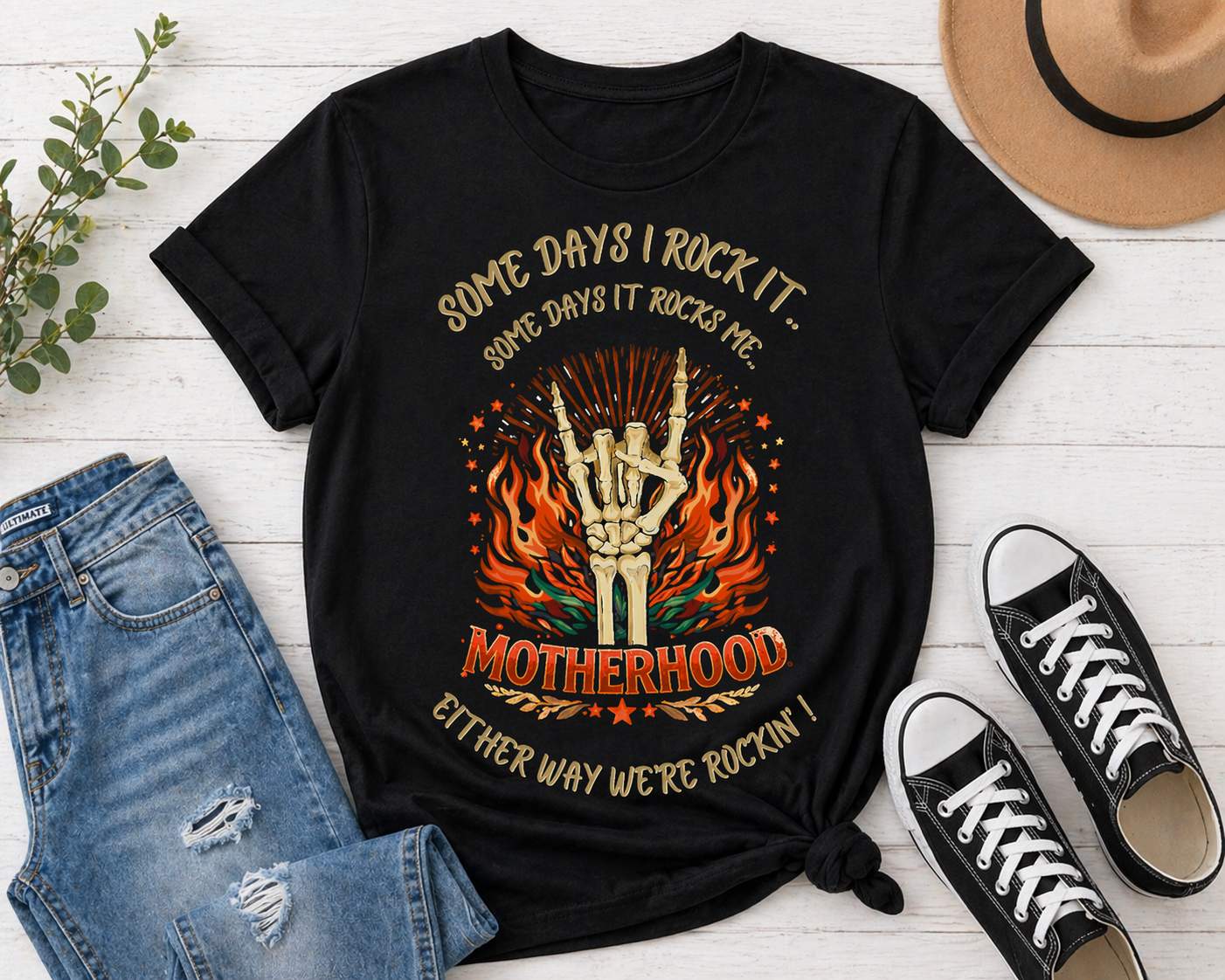 Some Days I Rock It… Motherhood Graphic Tee | Funny Mom Shirt | Custom Mom Life Shirt | Unisex & Women’s Fit