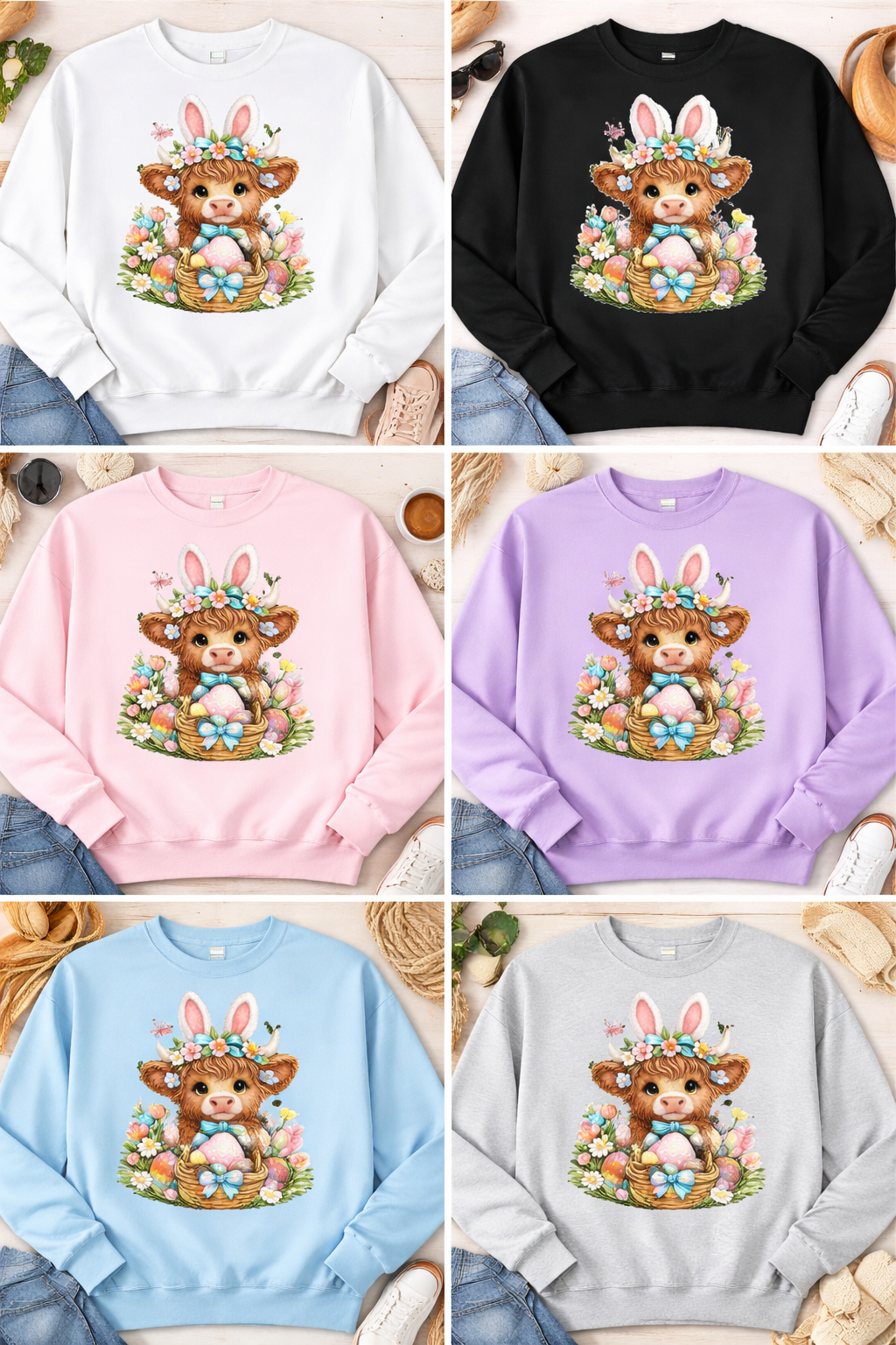 Cute Easter Highland Cow Shirt Collection