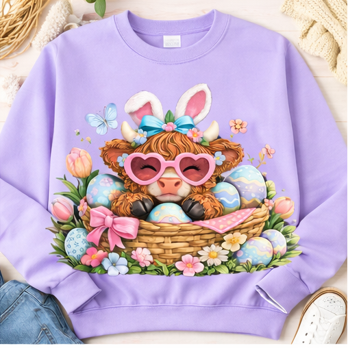 Cute Easter Highland Cow Shirt Collection