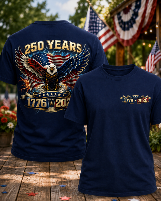 250 Years America Eagle T-Shirt | 1776–2026 Patriotic Anniversary Shirt