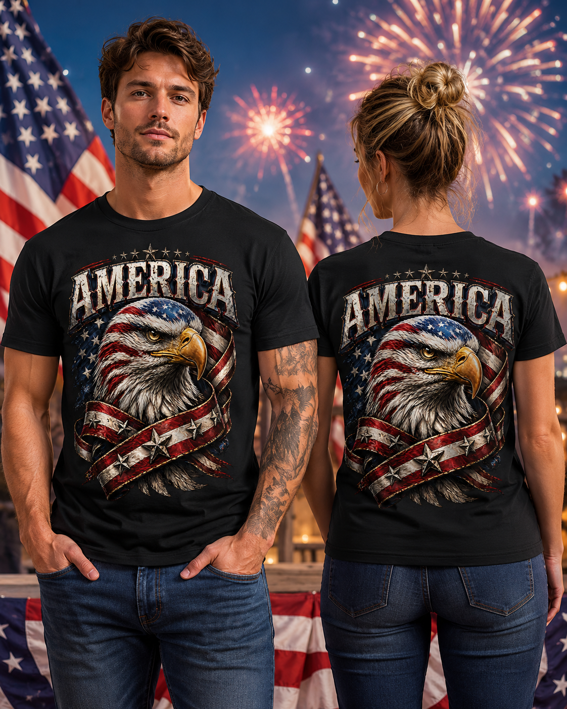 America Eagle Patriotic Graphic T-Shirt | Adult & Youth Sizes | Front or Back Print
