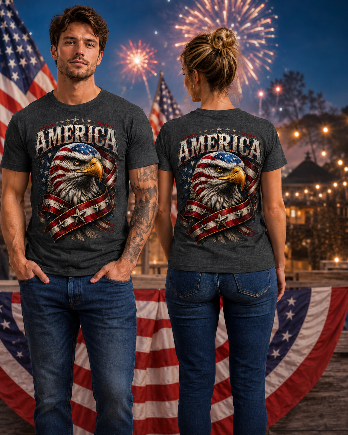 America Eagle Patriotic Graphic T-Shirt | Adult & Youth Sizes | Front or Back Print
