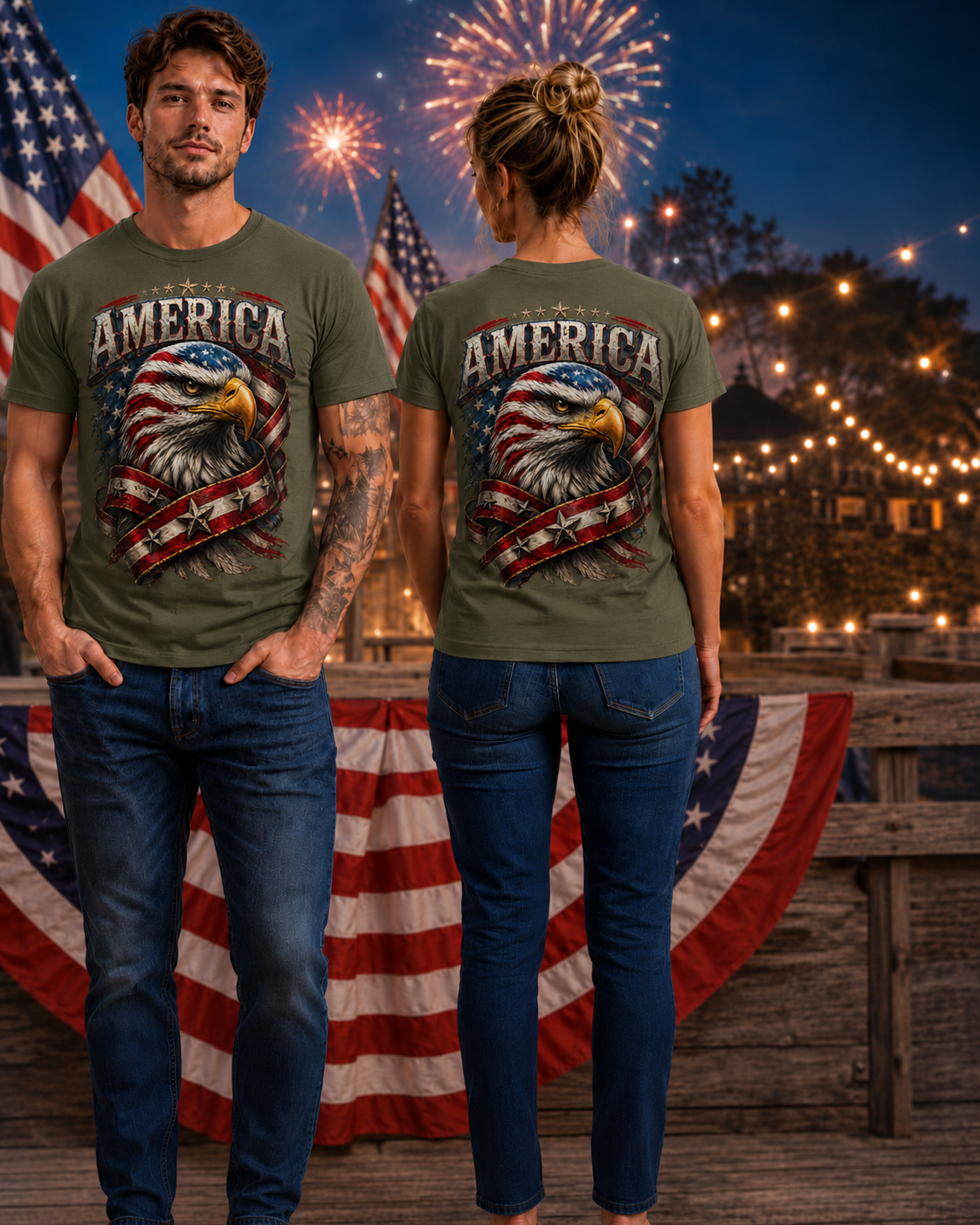 America Eagle Patriotic Graphic T-Shirt | Adult & Youth Sizes | Front or Back Print