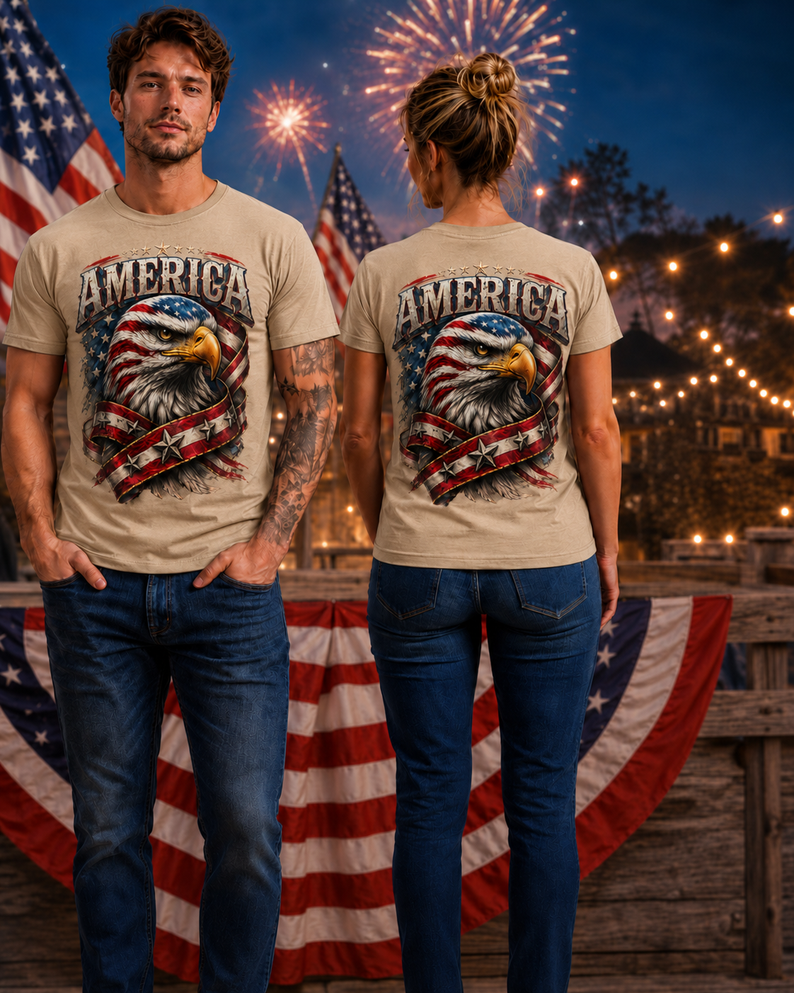 America Eagle Patriotic Graphic T-Shirt | Adult & Youth Sizes | Front or Back Print