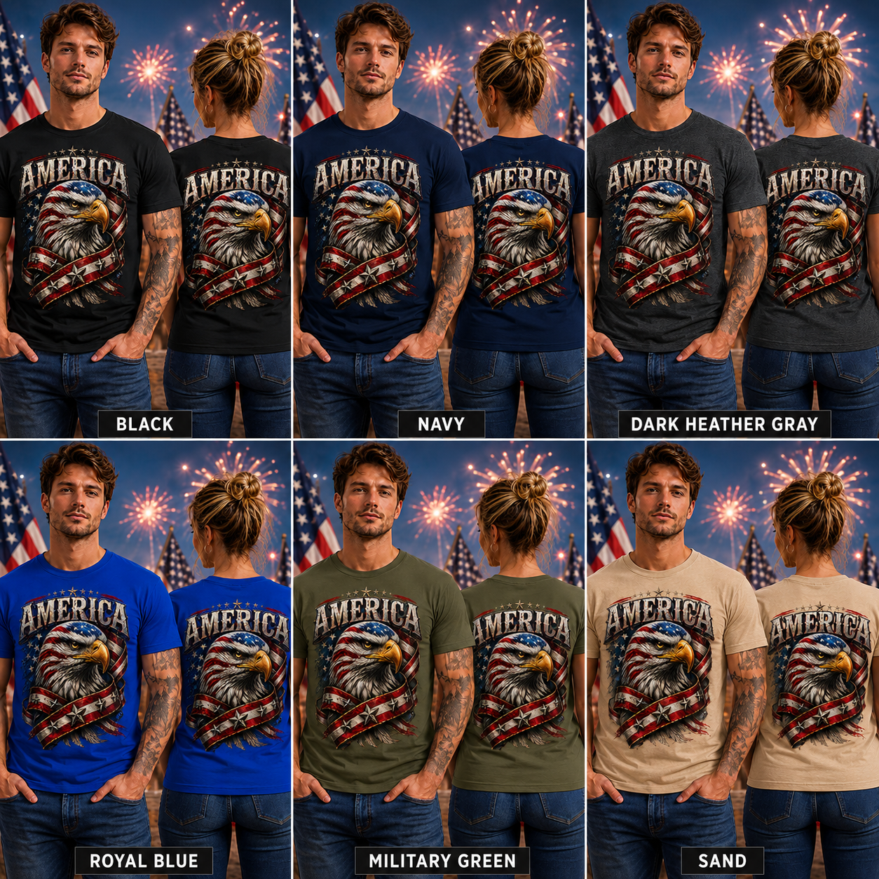 America Eagle Patriotic Graphic T-Shirt | Adult & Youth Sizes | Front or Back Print