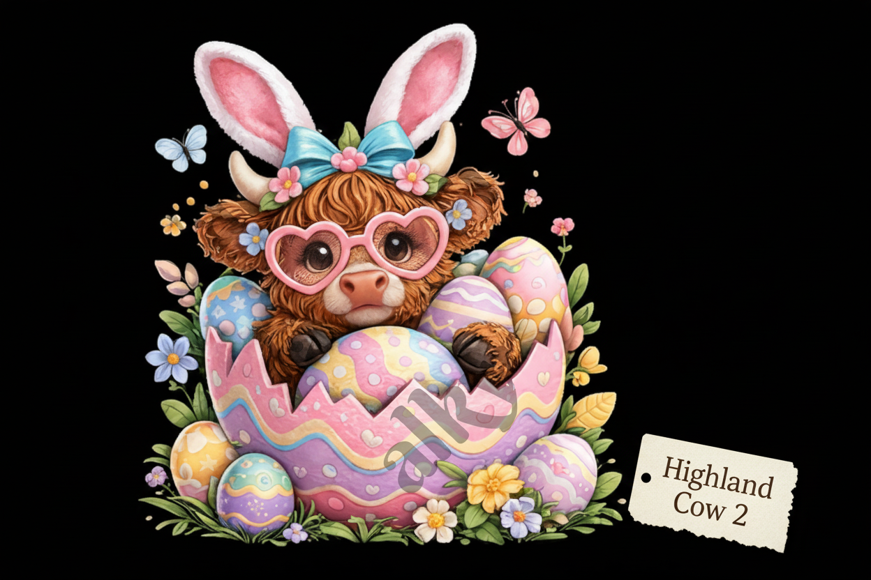 Cute Easter Highland Cow Shirt Collection