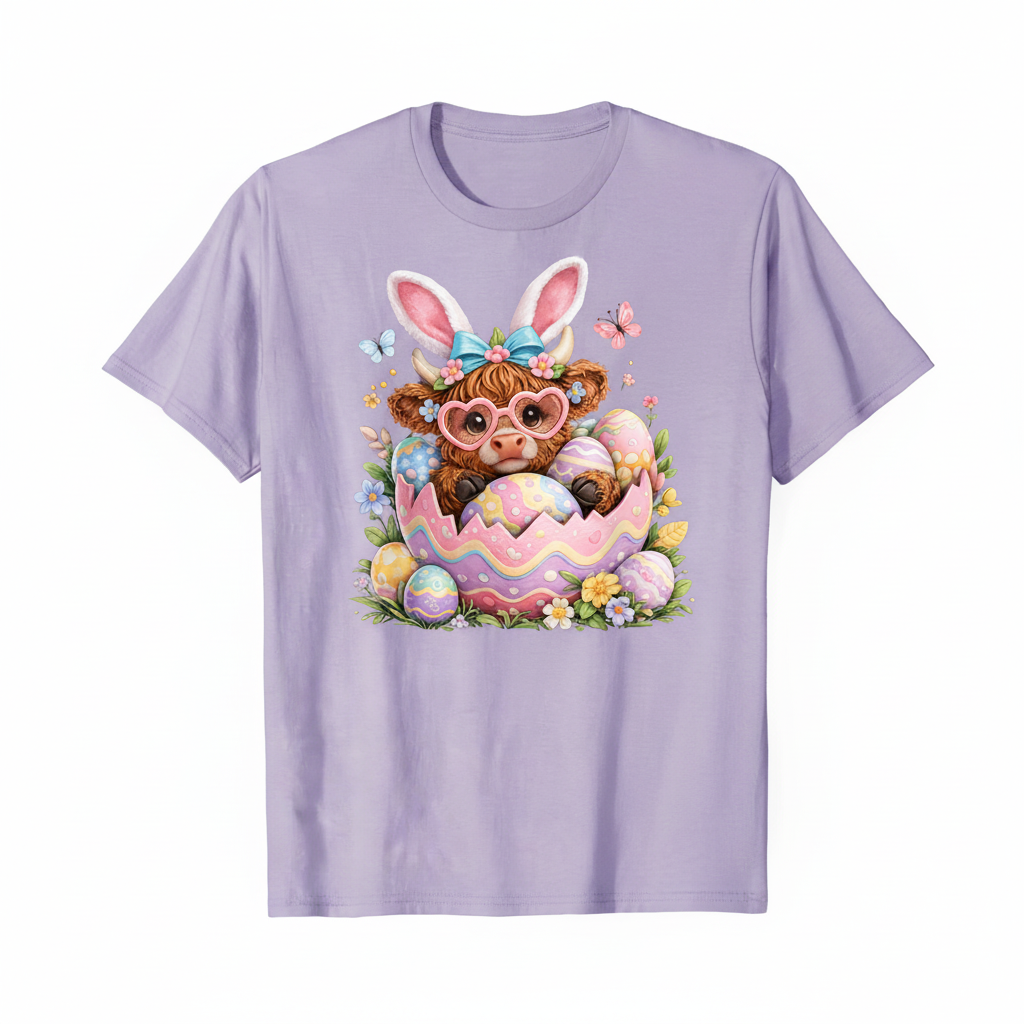 Cute Easter Highland Cow Shirt Collection