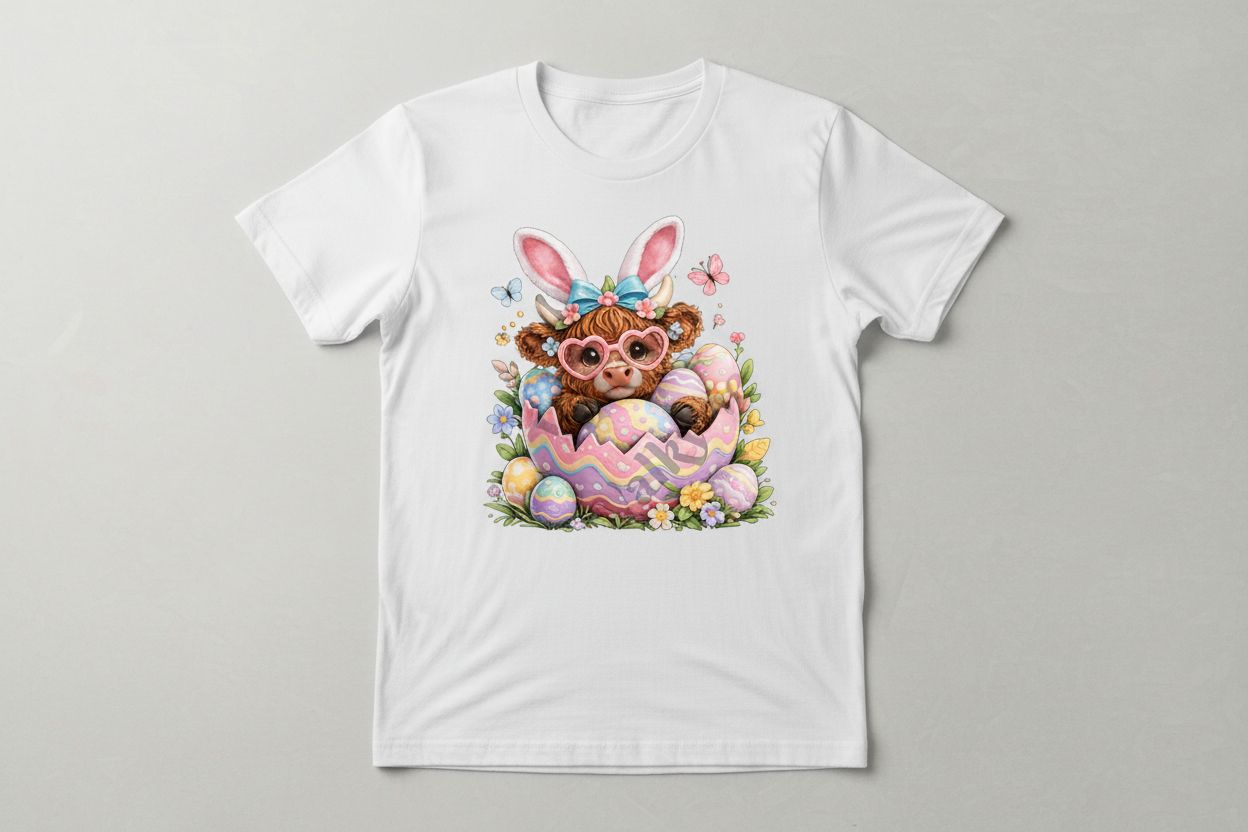 Cute Easter Highland Cow Shirt Collection