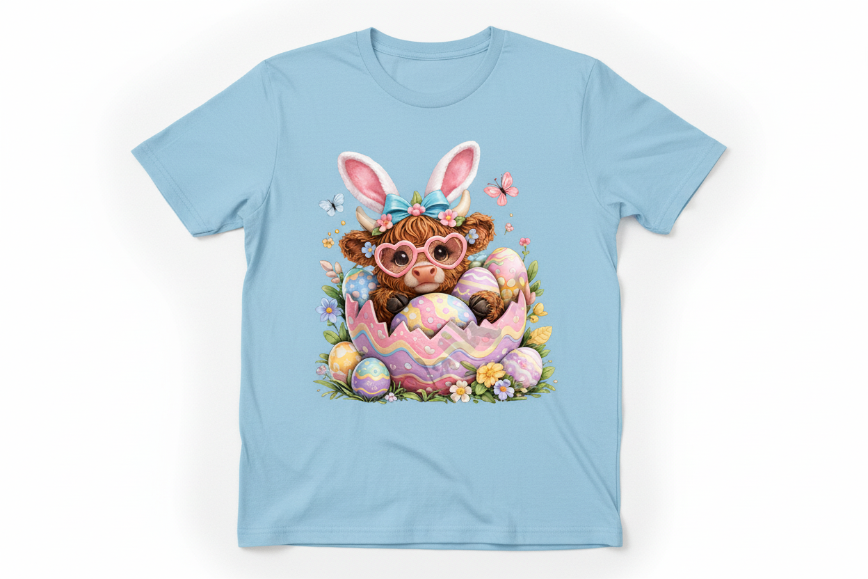 Cute Easter Highland Cow Shirt Collection