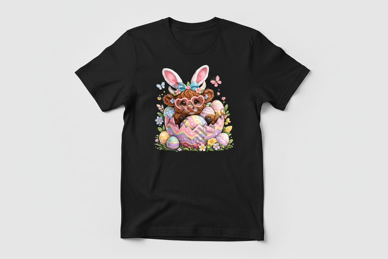 Cute Easter Highland Cow Shirt Collection