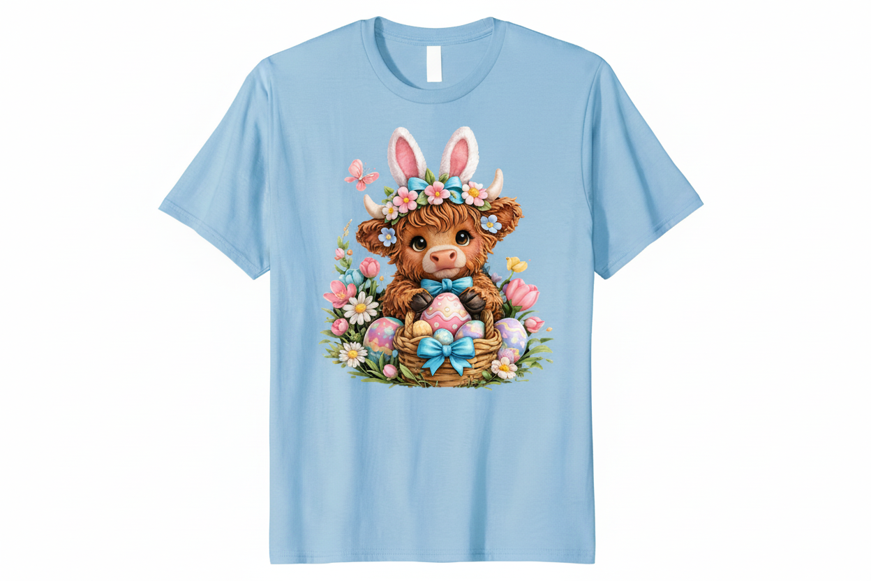 Cute Easter Highland Cow Shirt Collection