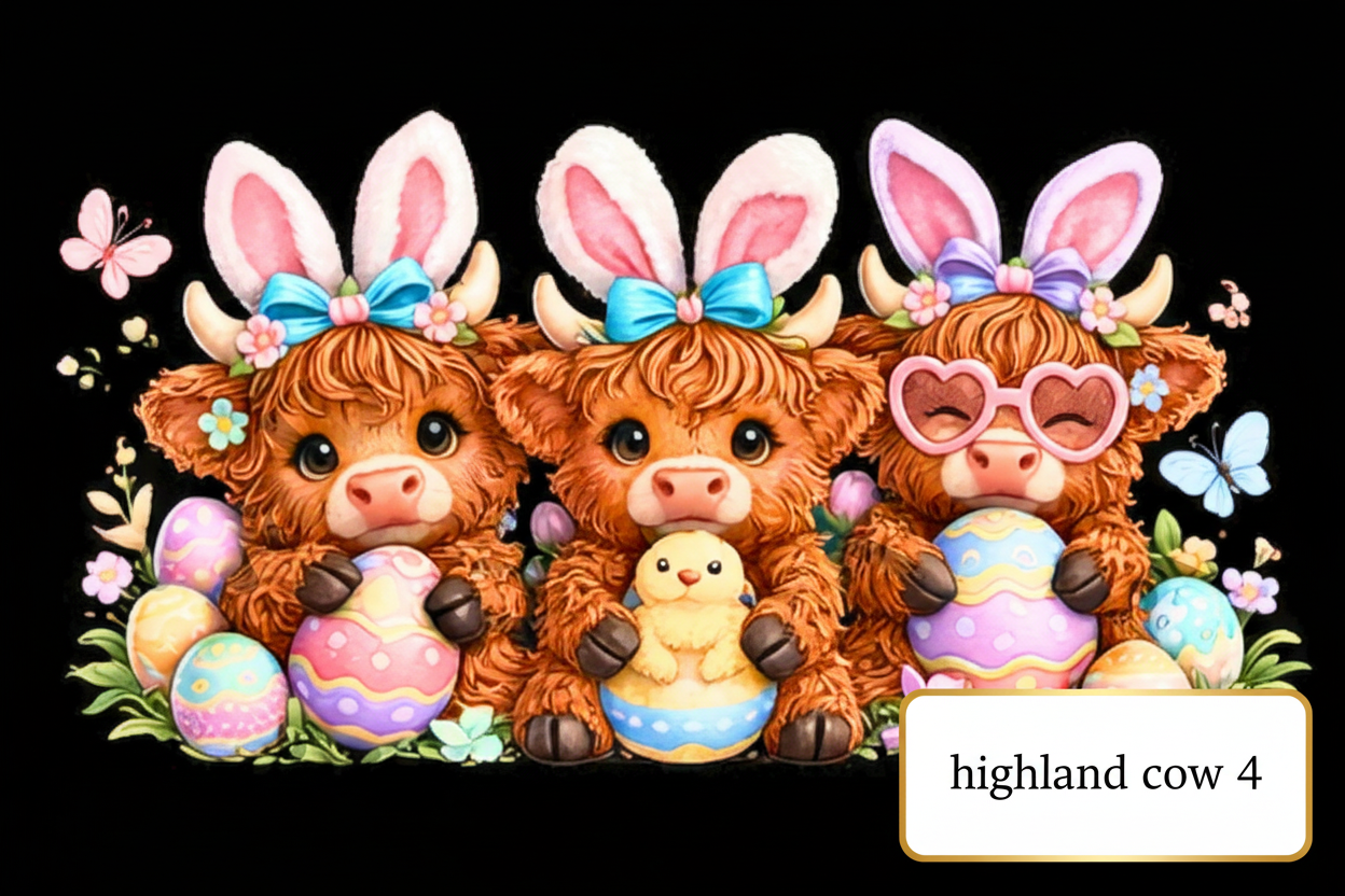 Cute Easter Highland Cow Shirt Collection