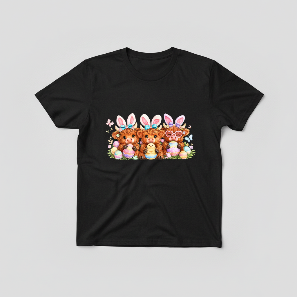 Cute Easter Highland Cow Shirt Collection