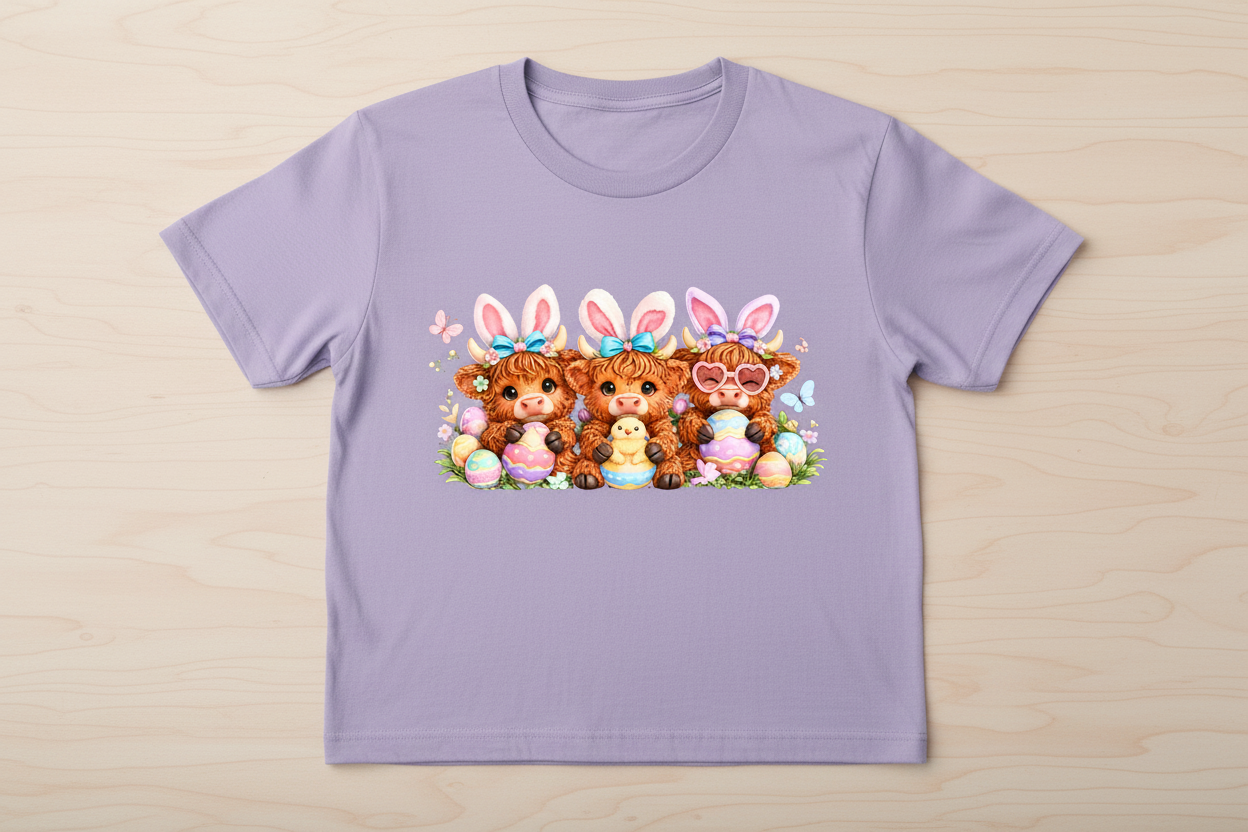 Cute Easter Highland Cow Shirt Collection