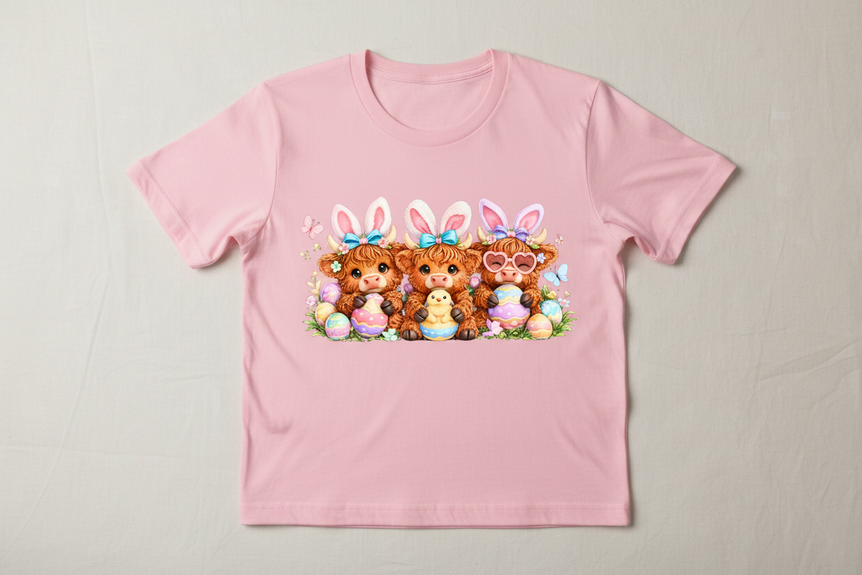 Cute Easter Highland Cow Shirt Collection