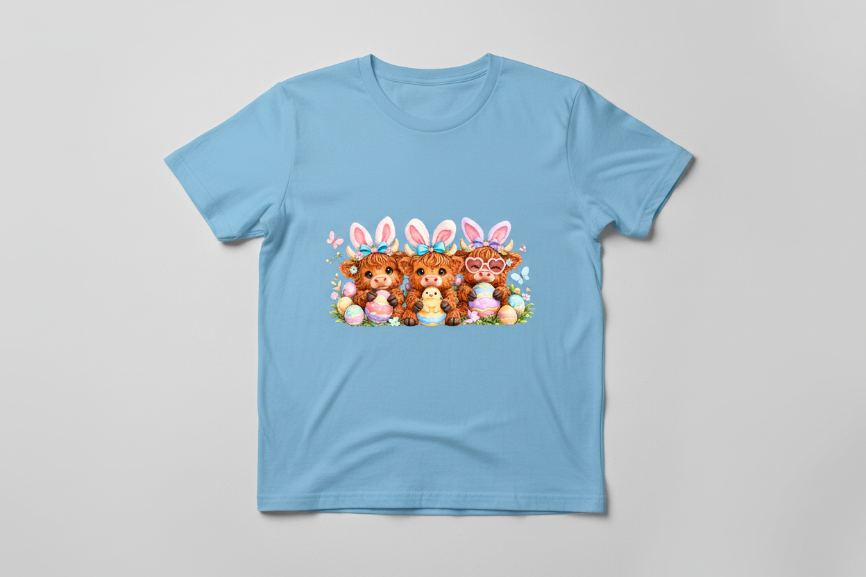 Cute Easter Highland Cow Shirt Collection