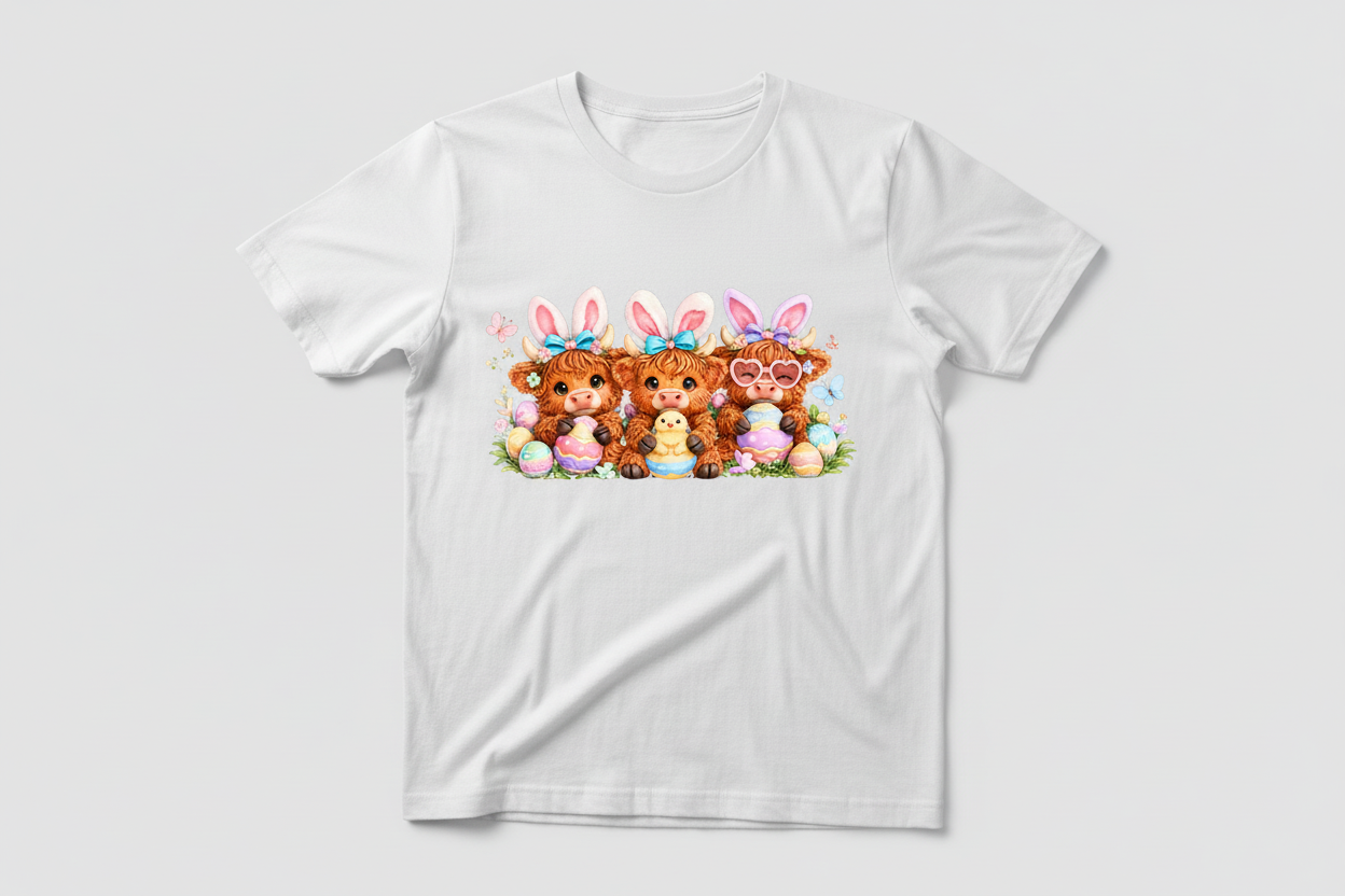 Cute Easter Highland Cow Shirt Collection