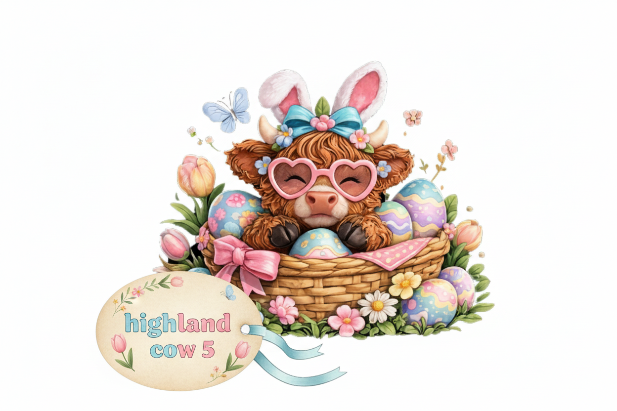 Cute Easter Highland Cow Shirt Collection