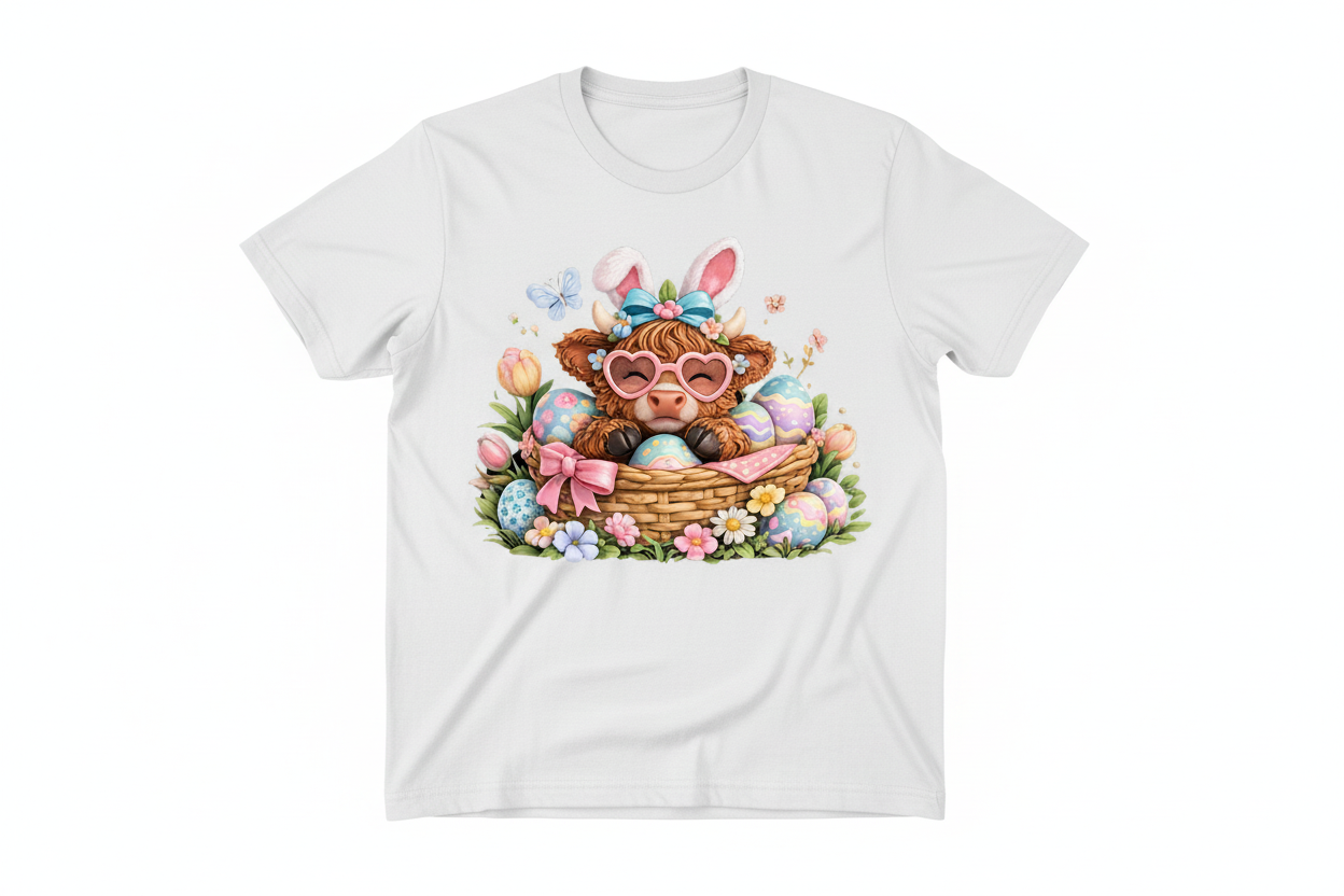 Cute Easter Highland Cow Shirt Collection