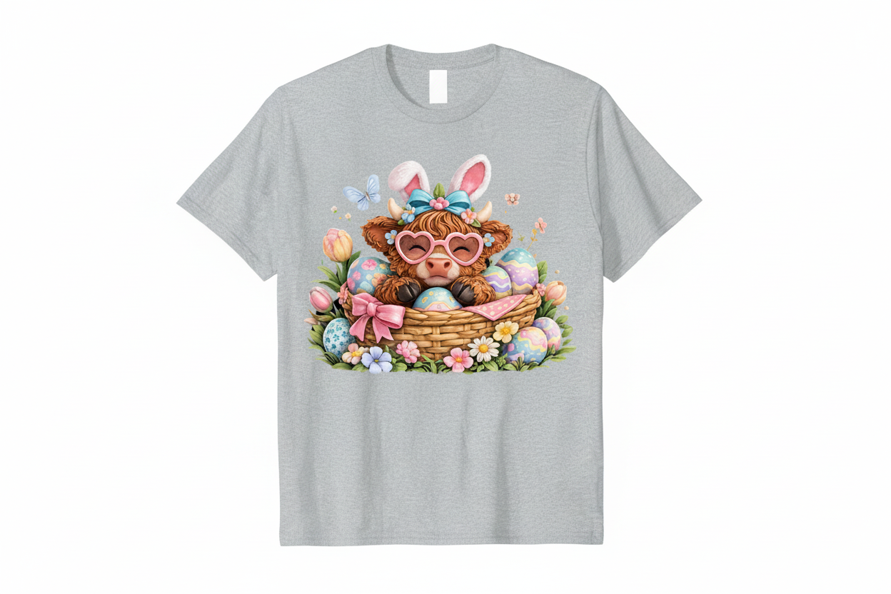 Cute Easter Highland Cow Shirt Collection