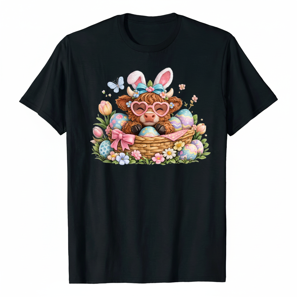 Cute Easter Highland Cow Shirt Collection