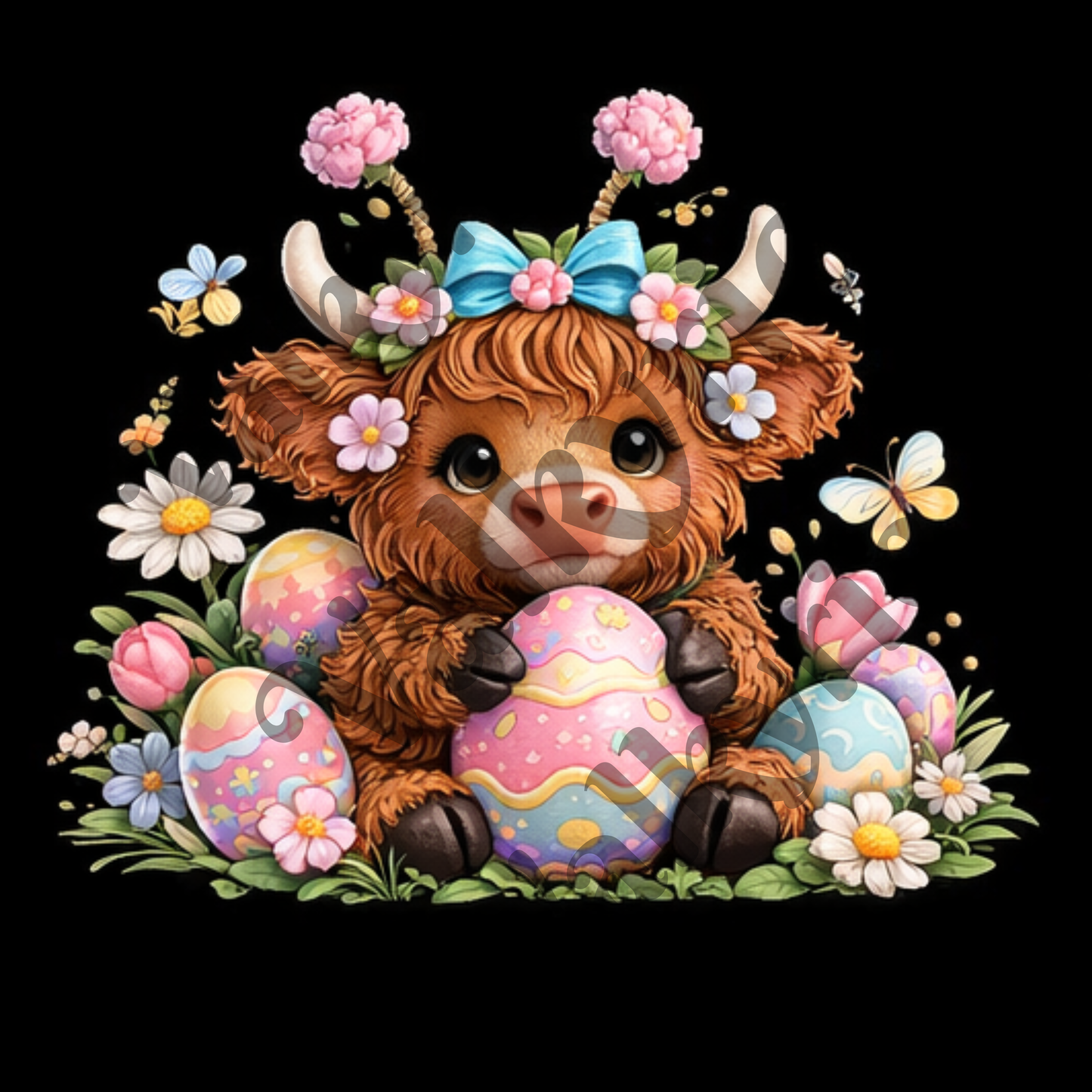 Cute Easter Highland Cow Shirt – Pastel Spring Graphic Tee