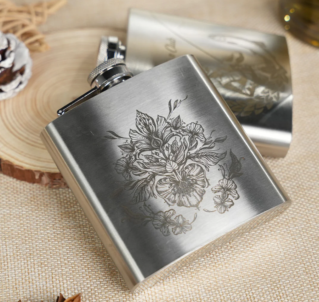 Custom Stainless Steel Whisky Flask (8oz) for Groomsmen, Best Man, Father's Day, Birthday Gift